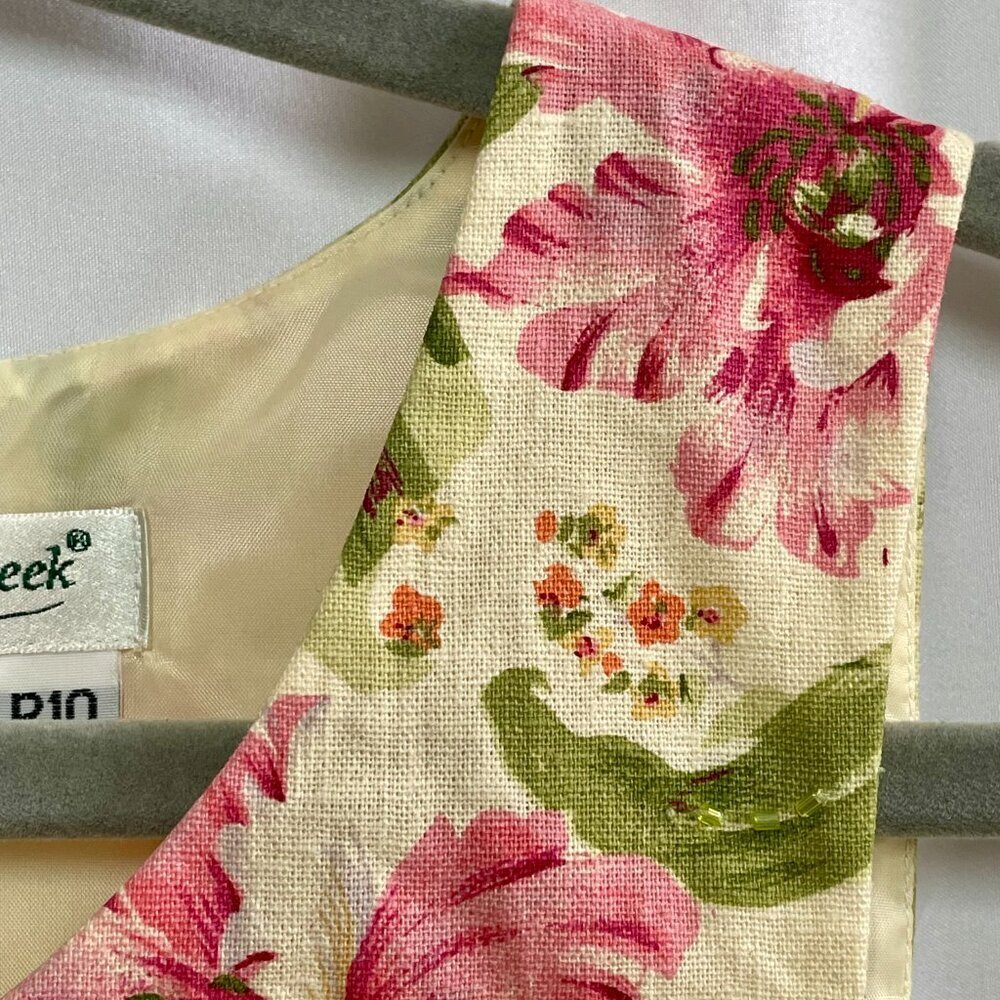 Coldwater Creek Floral Linen Blend Beaded Sleeveless Shift Dress Petite 10 - Picture 5 of 16